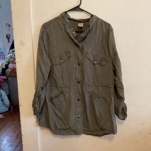 Faded Glory Olive Green Utility Jacket with Pockets